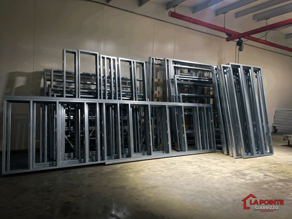 Murs en structure métallique prêts pour la construction de maison individuelle